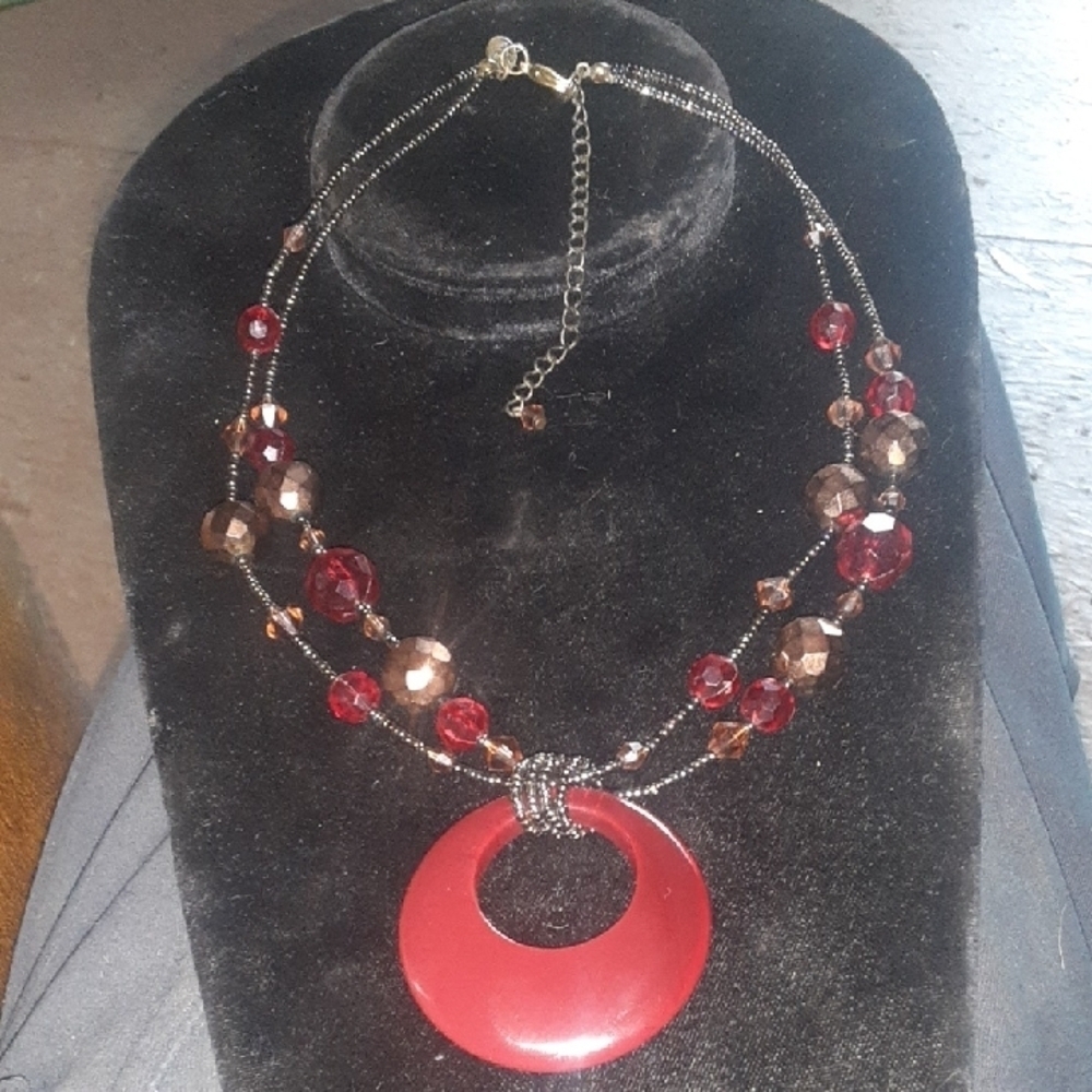 Elegant Red Beaded Necklace(Lia Sophia)